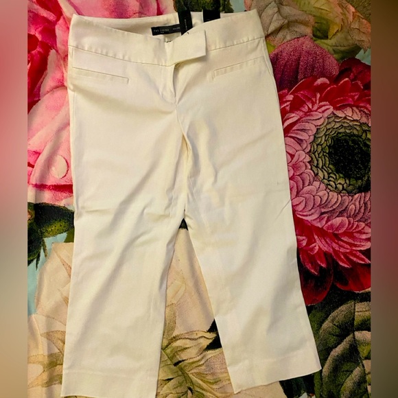 White Ideal Stretch Crop Pants, The Limited, Size 6 - Picture 3 of 6